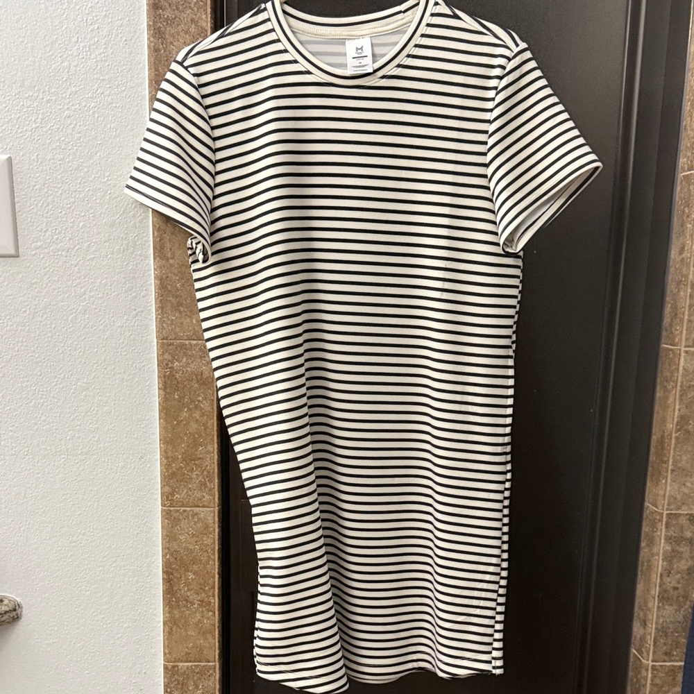 Classic Black and White Striped Mini Dress